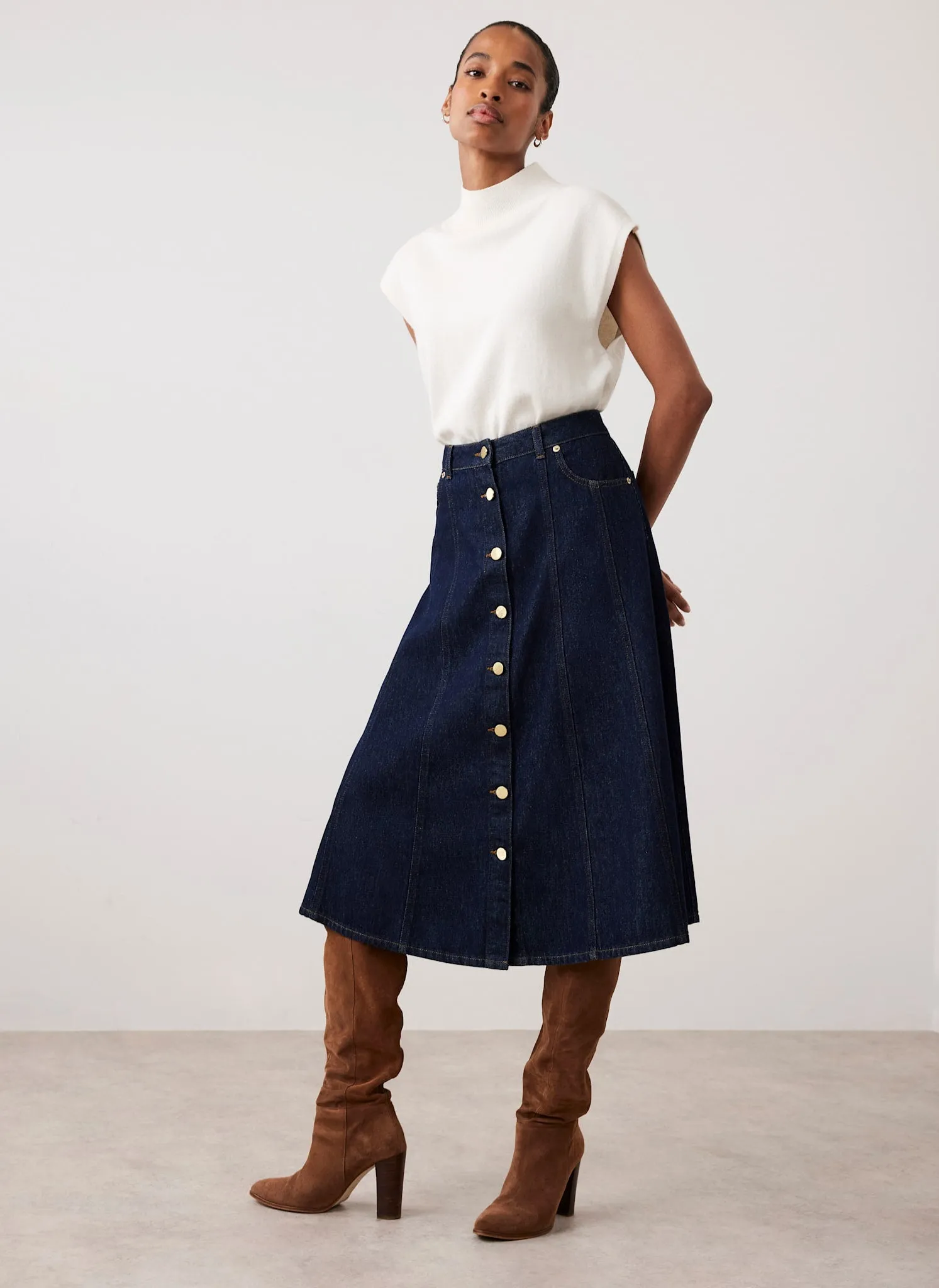 Dark Indigo Denim Midi Skirt sold by Mint Velvet product image thumbnail 2