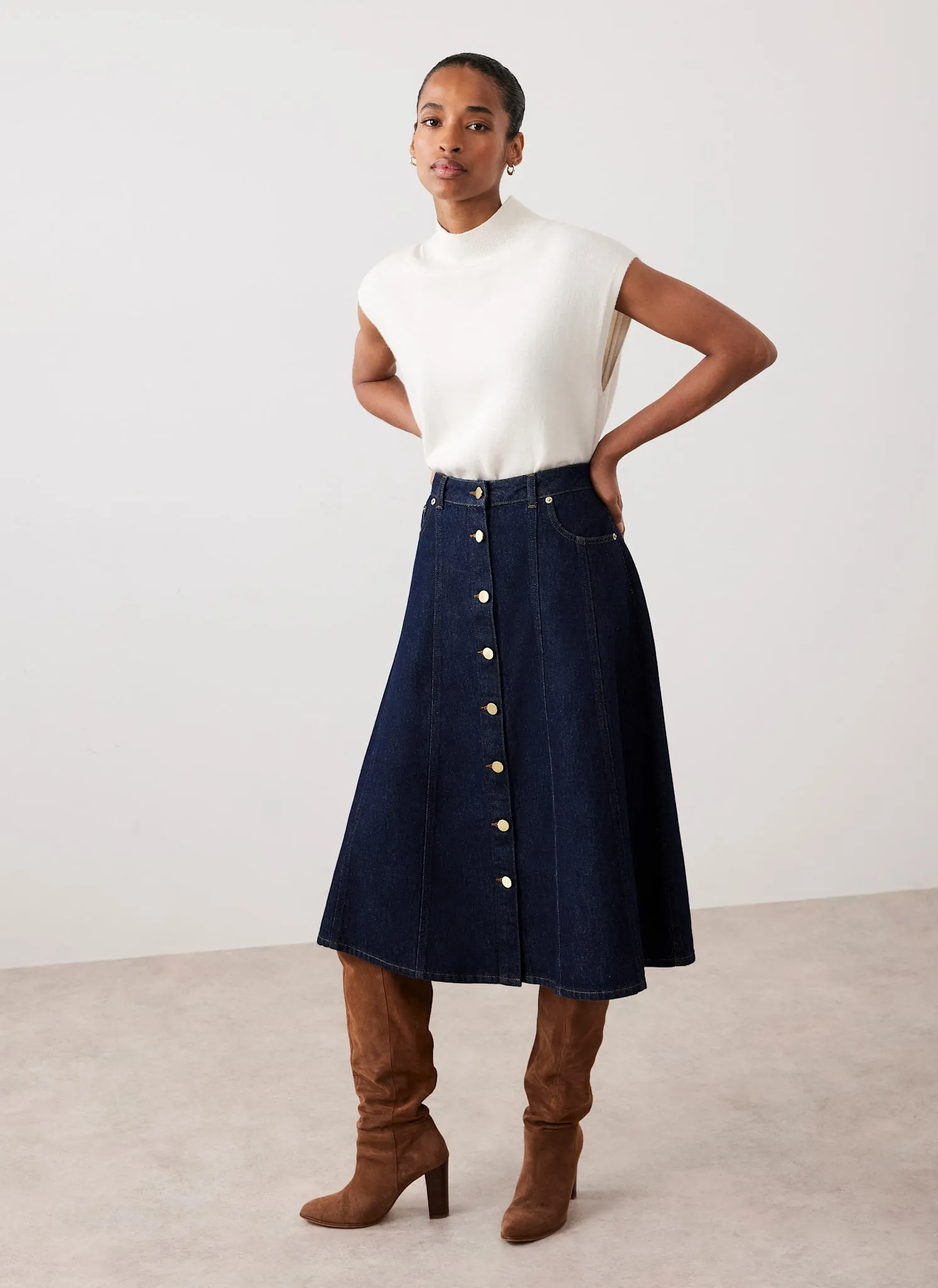 Dark Indigo Denim Midi Skirt sold by Mint Velvet product image thumbnail 4