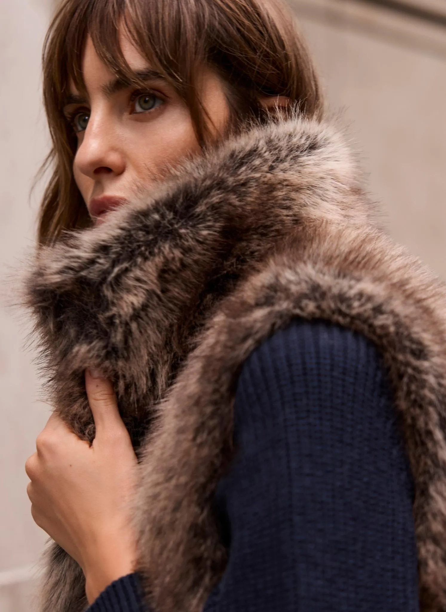 Neutral Faux Fur Gilet sold by Mint Velvet product image thumbnail 4