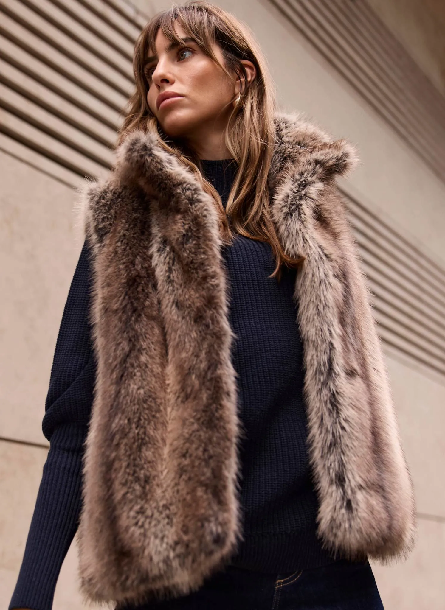 Neutral Faux Fur Gilet sold by Mint Velvet product image thumbnail 3