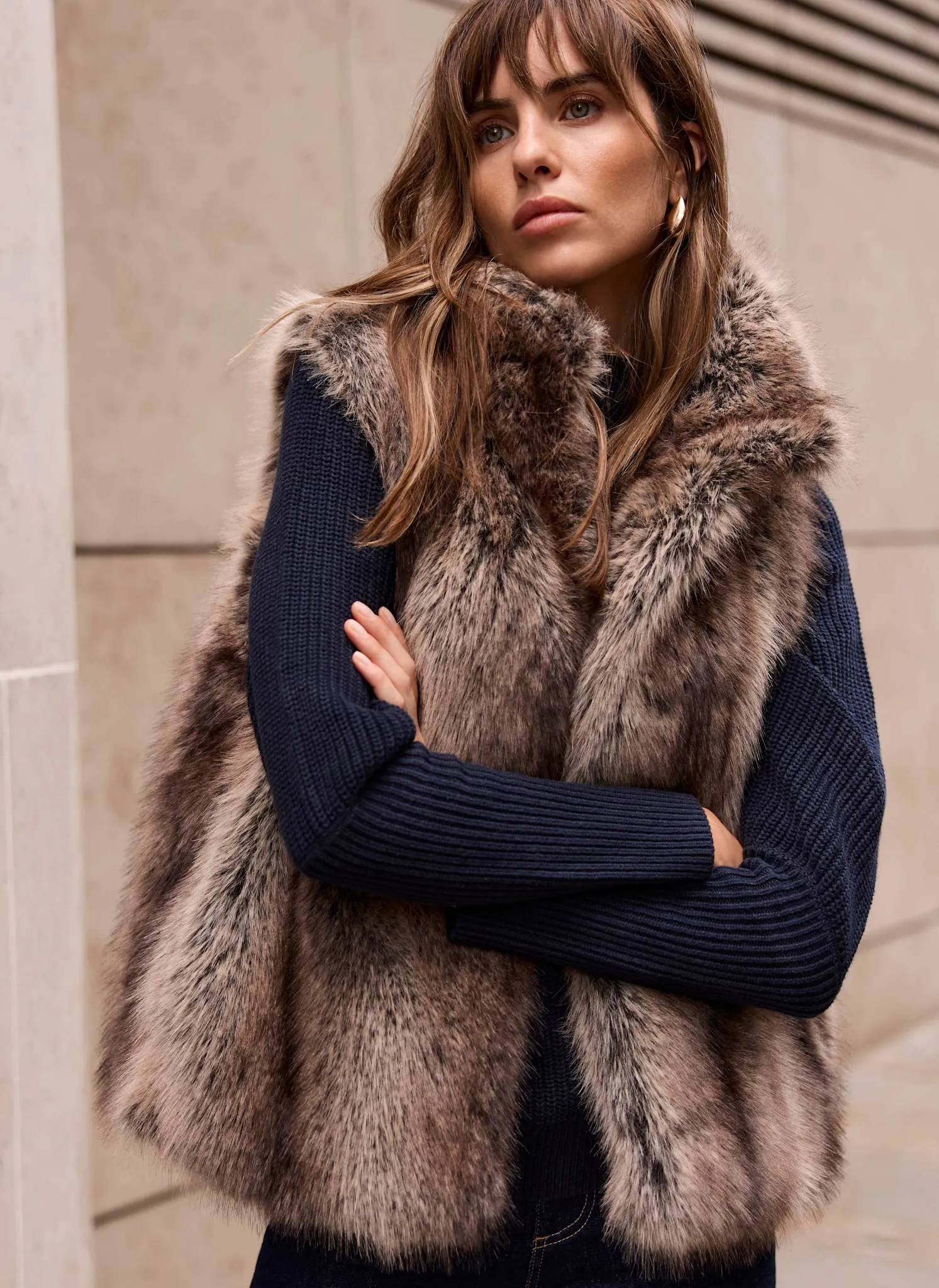 Neutral Faux Fur Gilet sold by Mint Velvet product image thumbnail 2