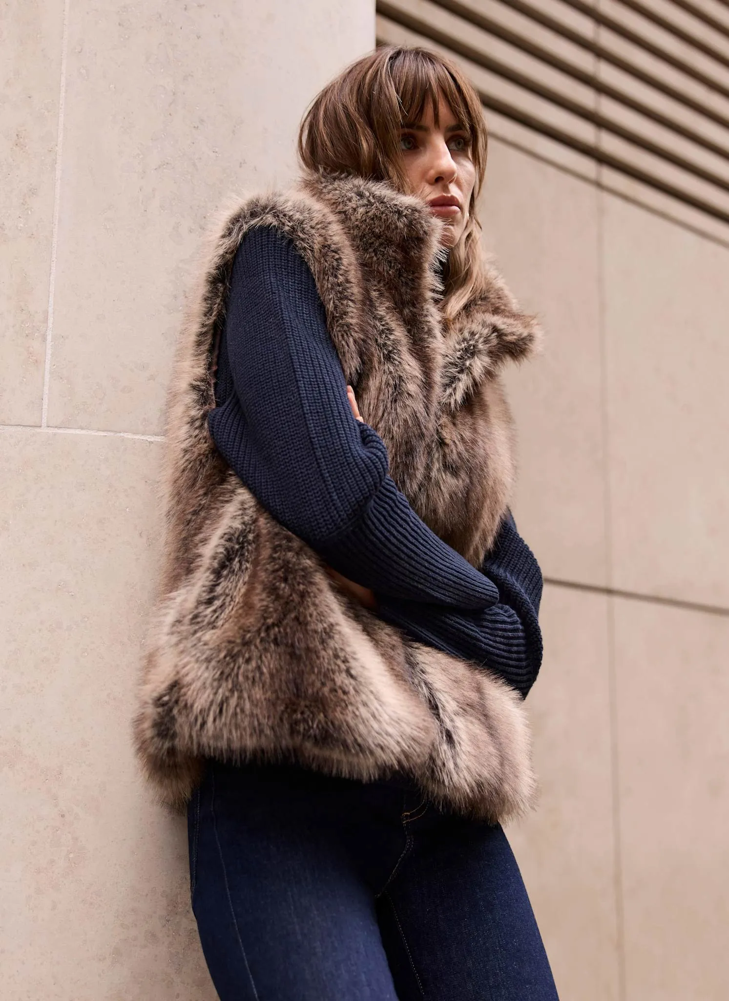 Neutral Faux Fur Gilet sold by Mint Velvet product image thumbnail 5