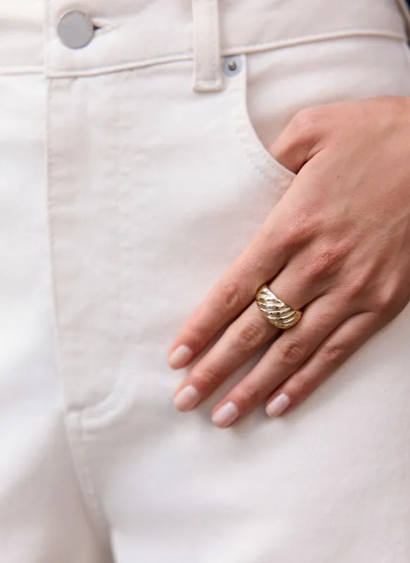Gold Plated Ribbed Ring sold by Mint Velvet