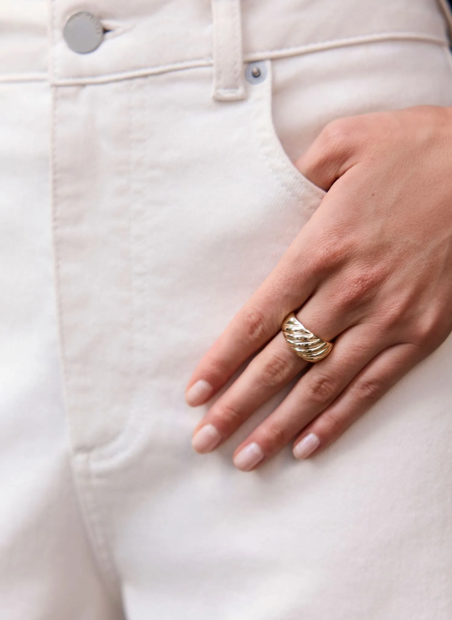Gold Plated Ribbed Ring sold by Mint Velvet