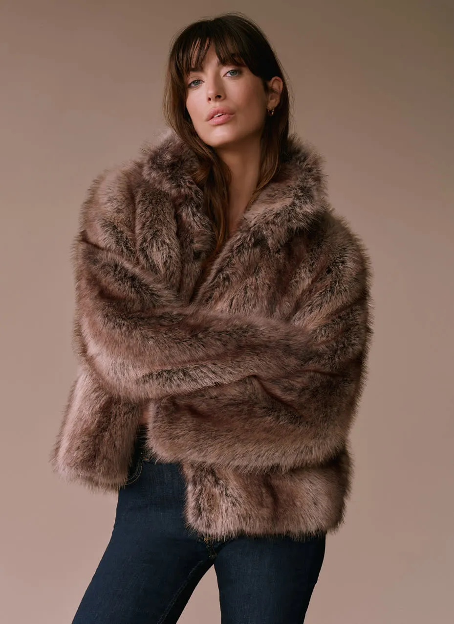 Neutral Faux Fur Cropped Jacket sold by Mint Velvet product image thumbnail 5