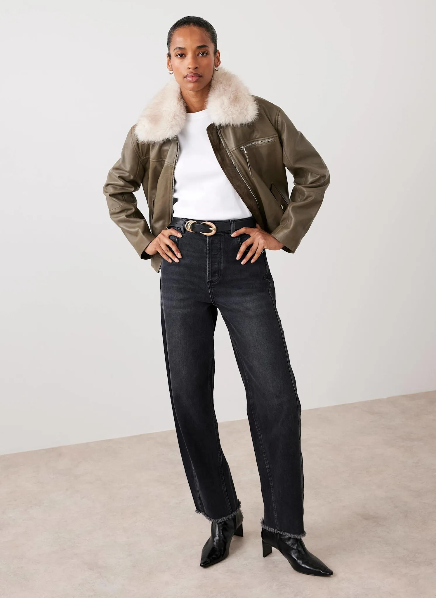 Green Leather Bomber Jacket sold by Mint Velvet product image thumbnail 5