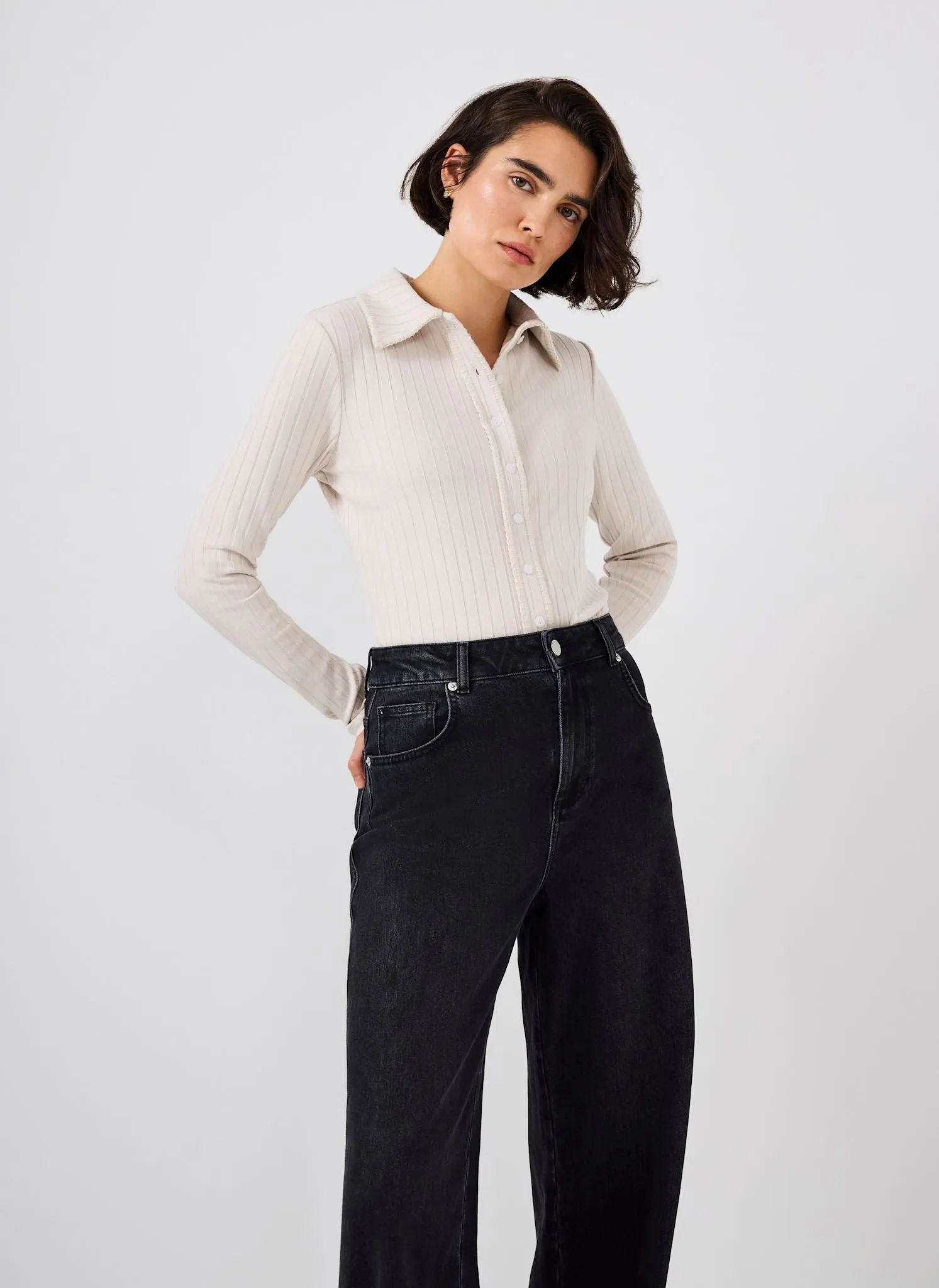 Neutral Whipstitch Polo Top sold by Mint Velvet product image thumbnail 2