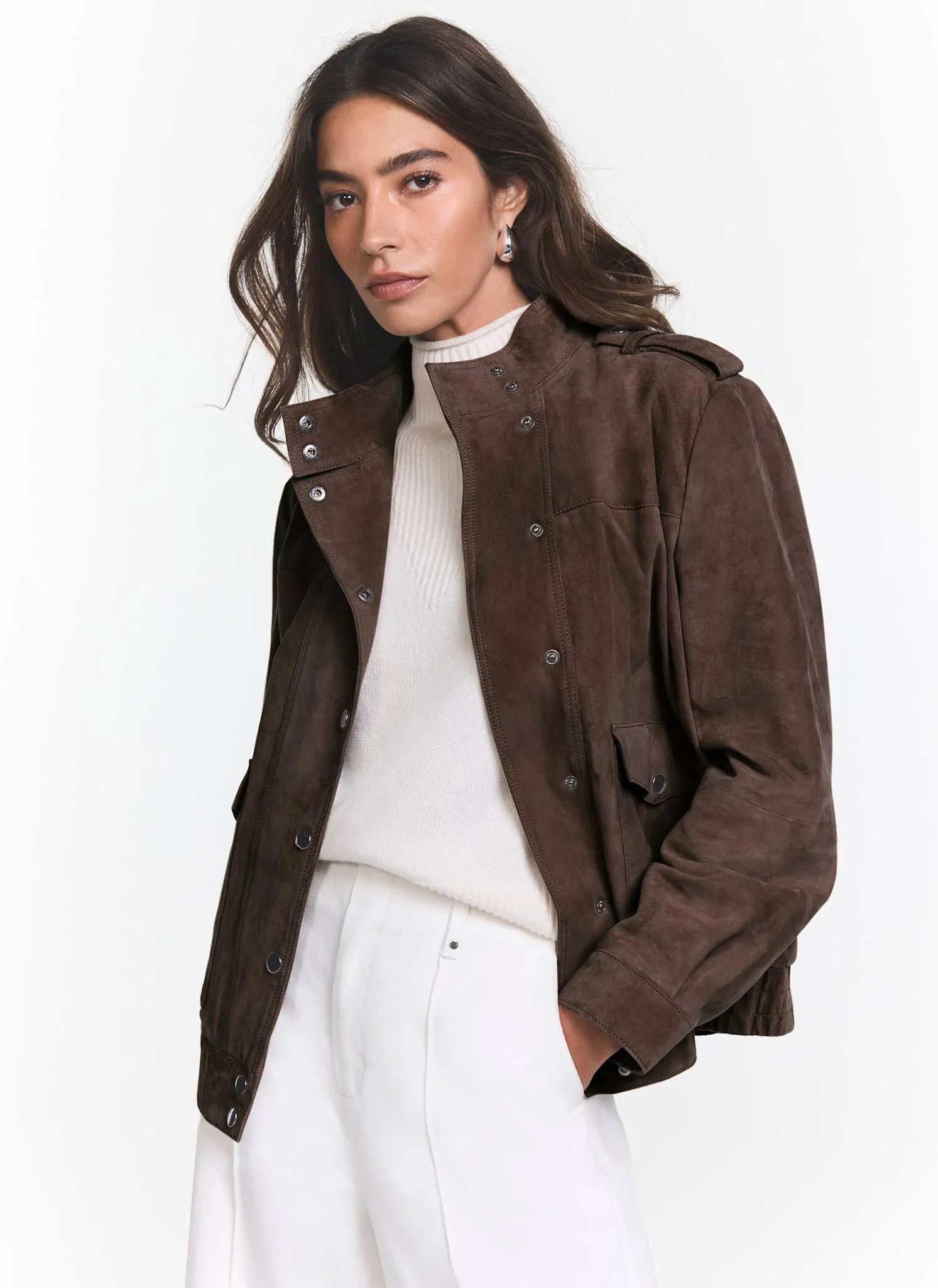 Brown Suede Bomber Jacket sold by Mint Velvet product image thumbnail 3