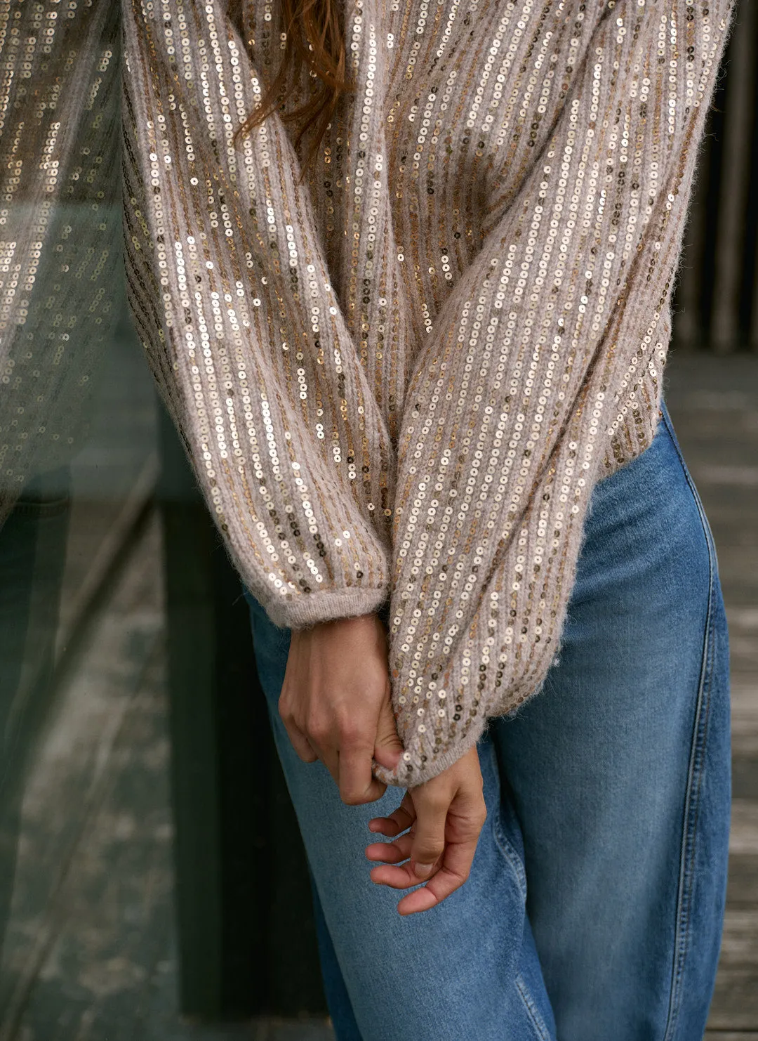 Neutral Sequin Embellished Jumper sold by Mint Velvet product image thumbnail 3
