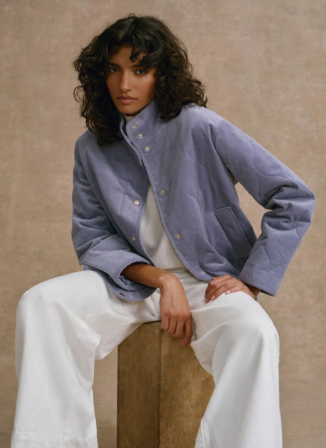 Blue Corduroy Quilted Jacket sold by Mint Velvet product image thumbnail 2