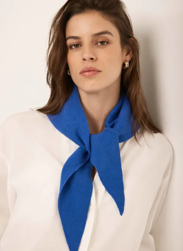 Blue Cotton Blend Triangle Knit Scarf sold by Mint Velvet