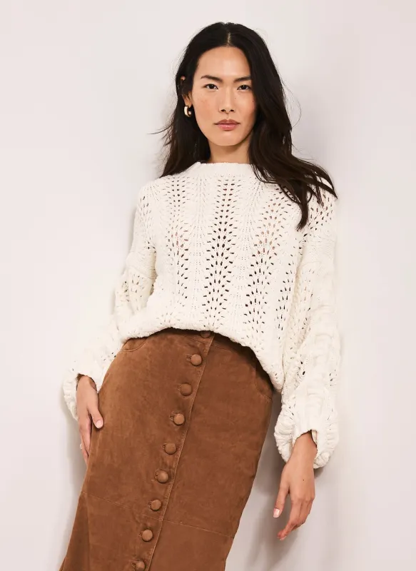White Cotton Blend Open Stitch Jumper sold by Mint Velvet