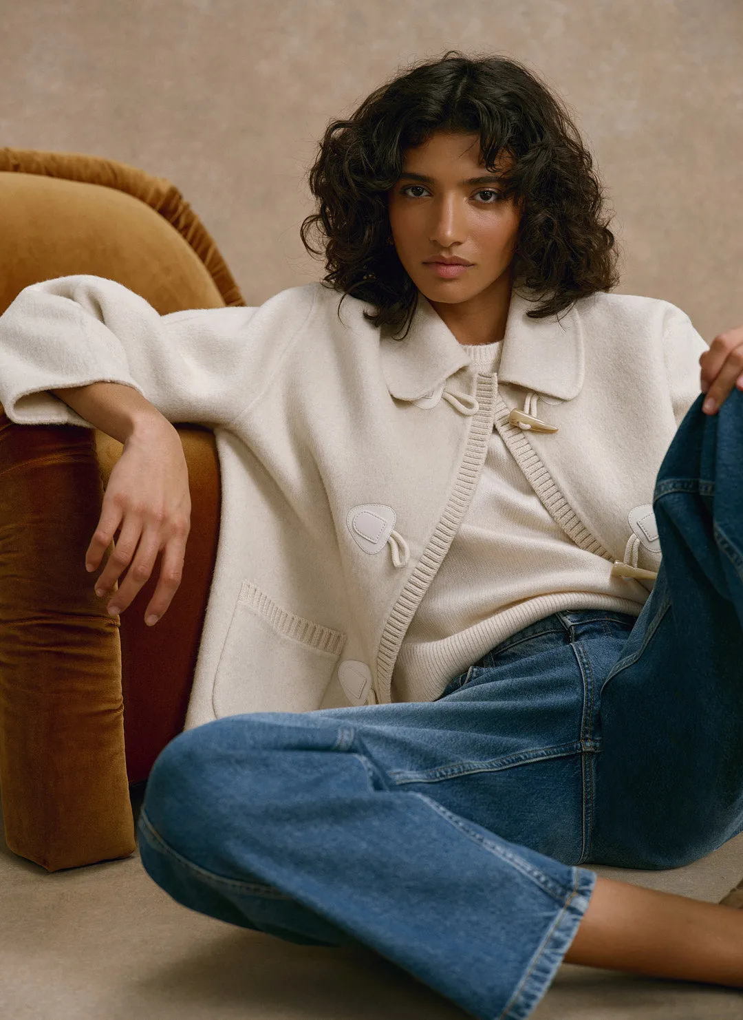 Cream Wool Blend Hand Finished Jacket sold by Mint Velvet