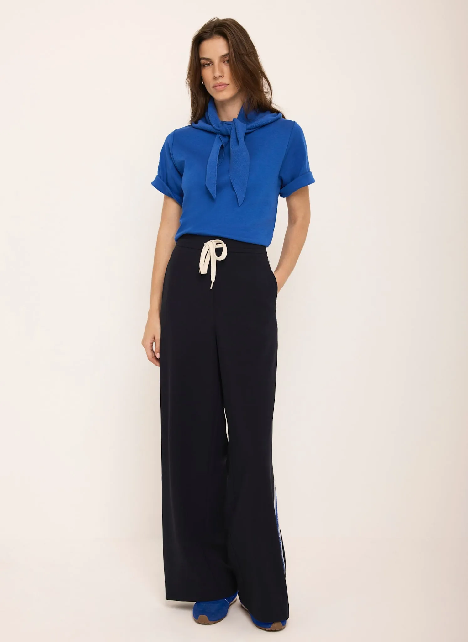 Navy Side Stripe Wide Trousers sold by Mint Velvet product image thumbnail 5
