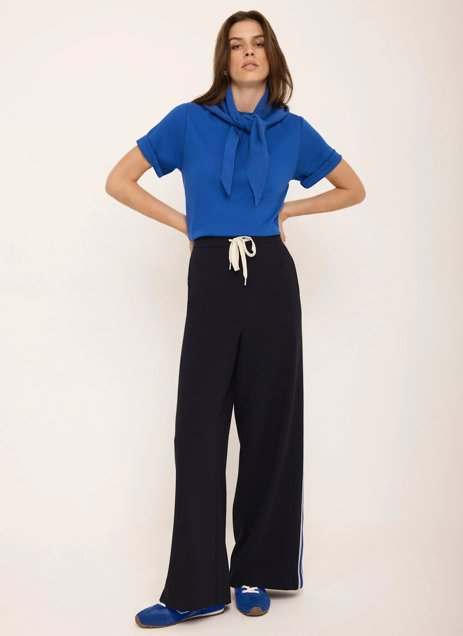 Navy Side Stripe Wide Trousers sold by Mint Velvet product image thumbnail 2