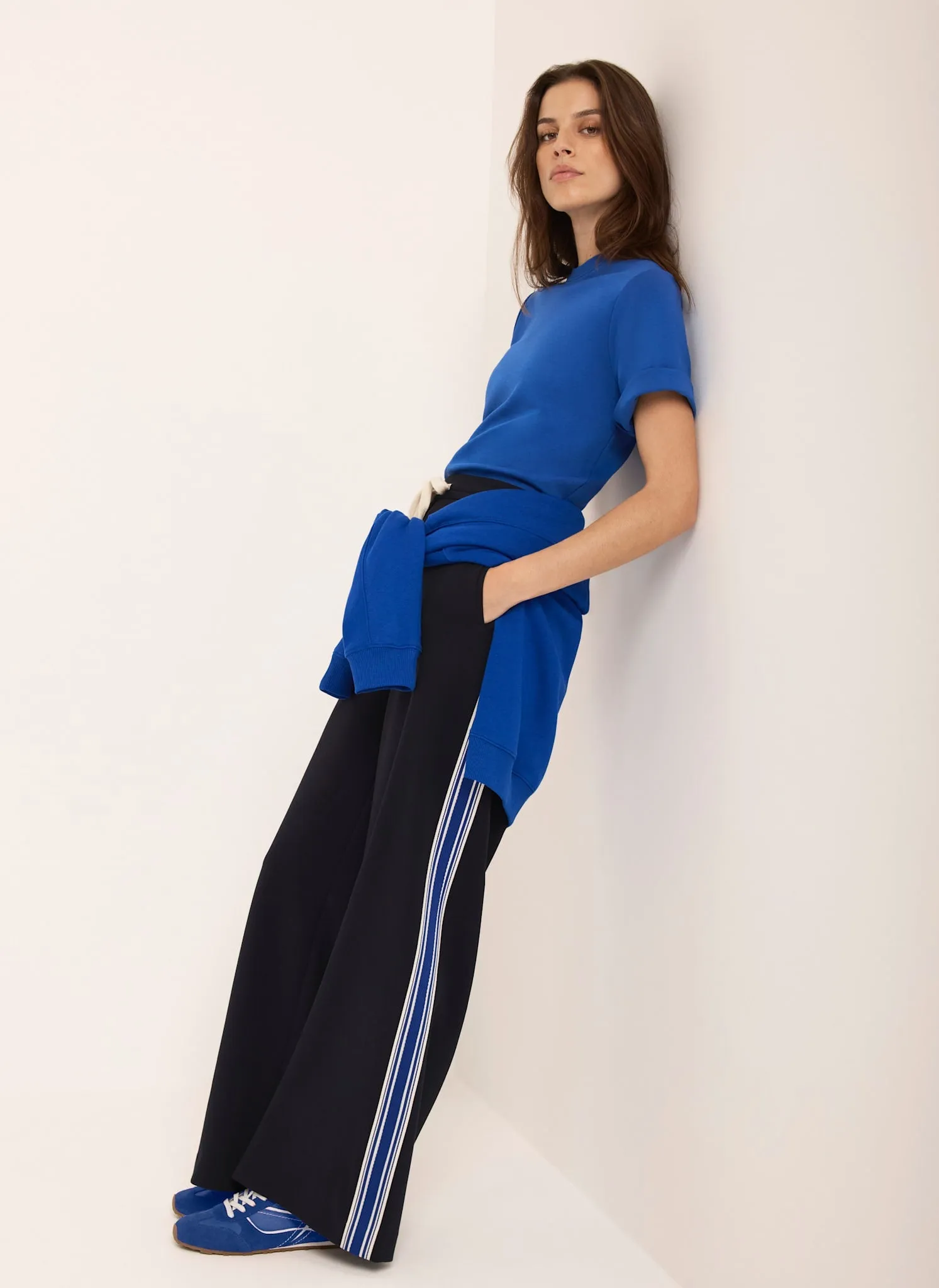 Navy Side Stripe Wide Trousers sold by Mint Velvet product image thumbnail 3