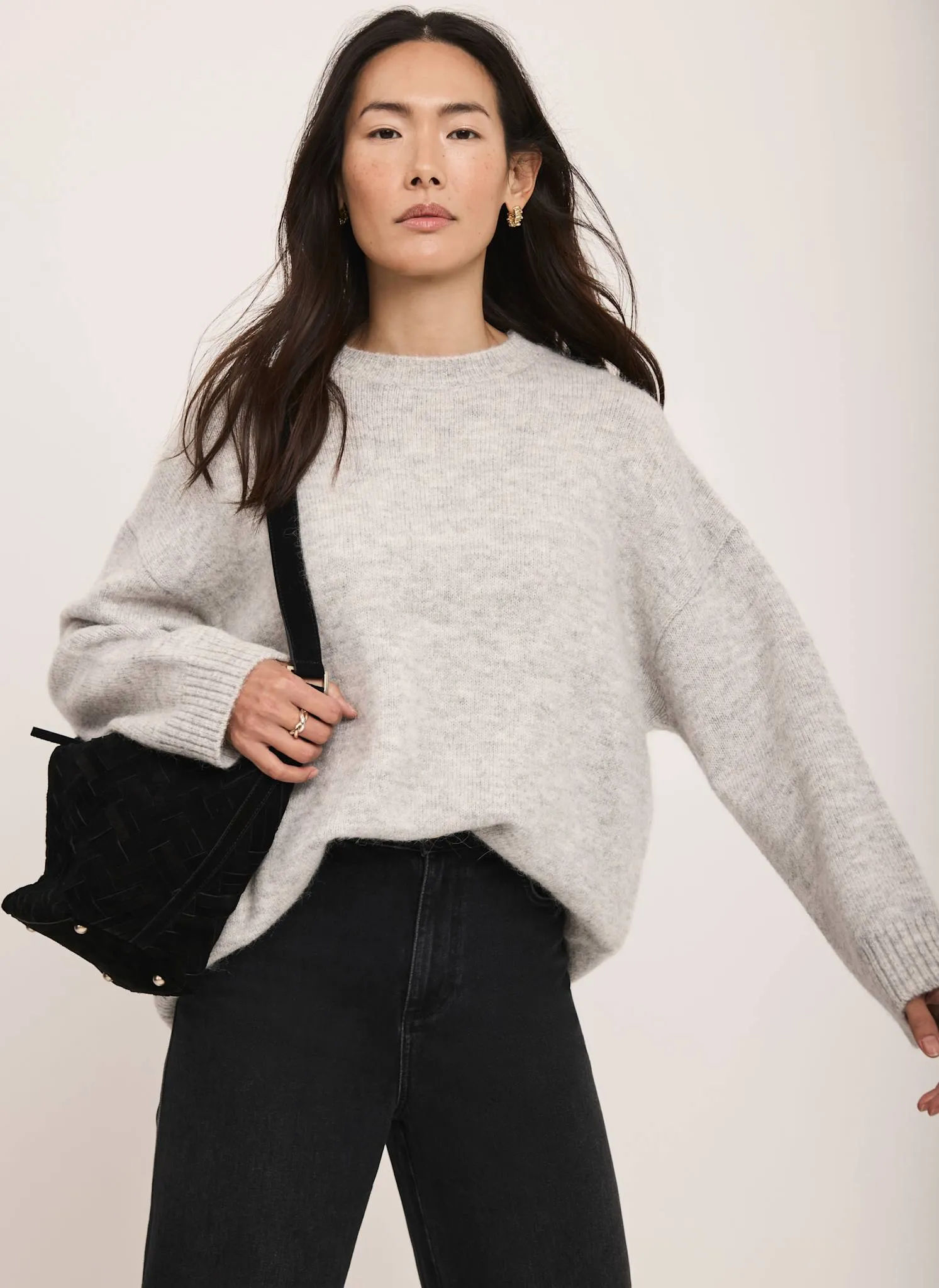 Grey Wool Blend Longline Jumper sold by Mint Velvet product image thumbnail 2