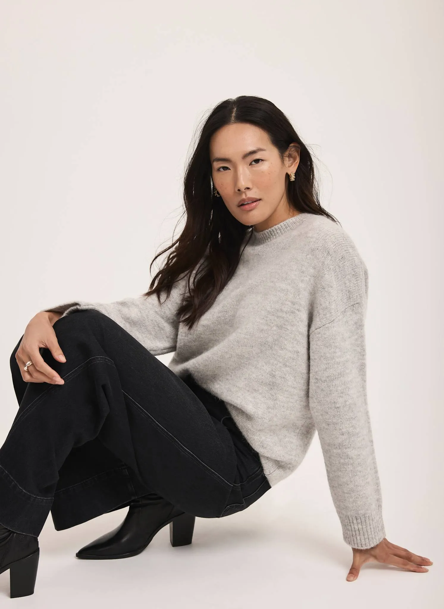 Grey Wool Blend Longline Jumper sold by Mint Velvet product image thumbnail 3