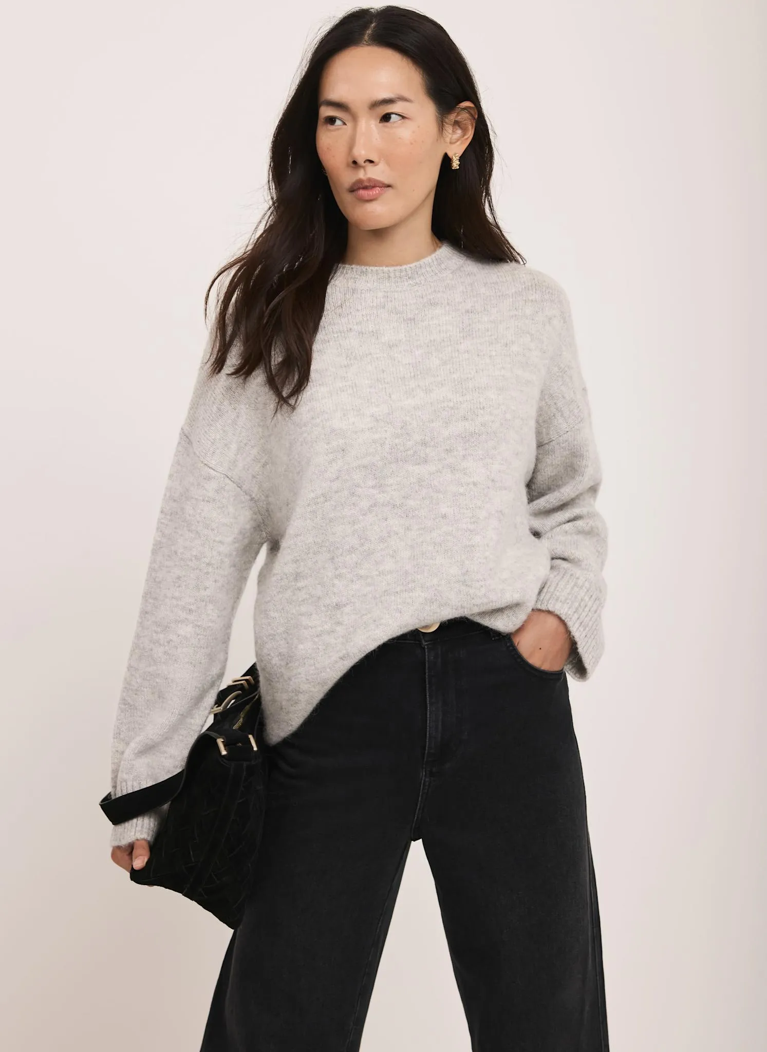 Grey Wool Blend Longline Jumper sold by Mint Velvet product image thumbnail 4