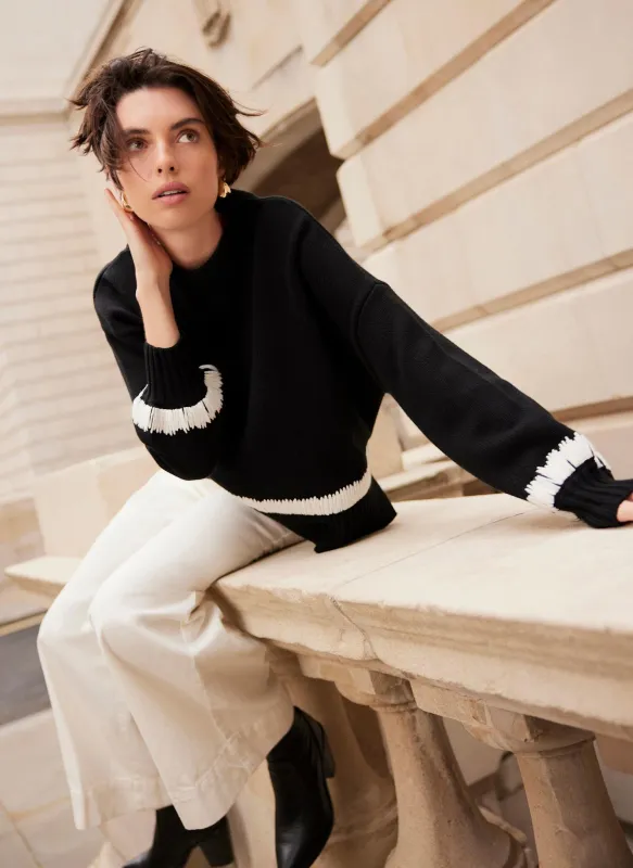 Black Cotton Blend Contrast Detail Jumper sold by Mint Velvet