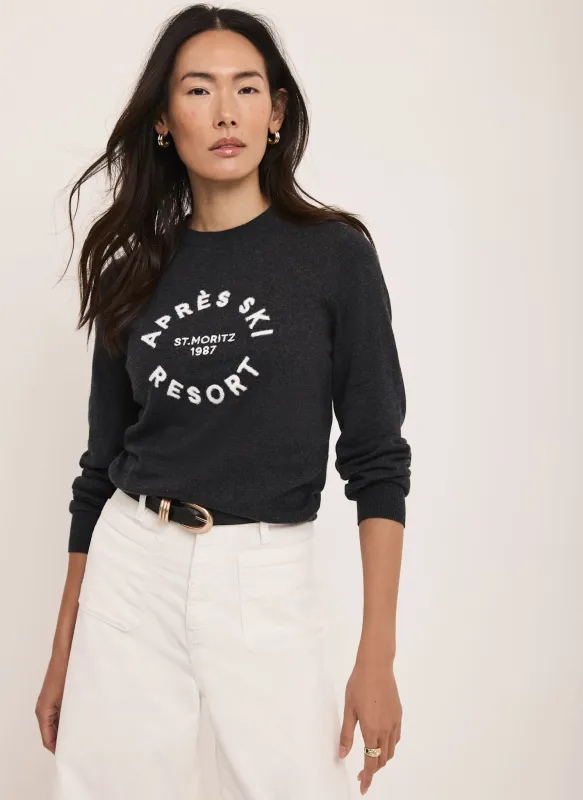 Grey Cotton Blend Apres Graphic Jumper sold by Mint Velvet