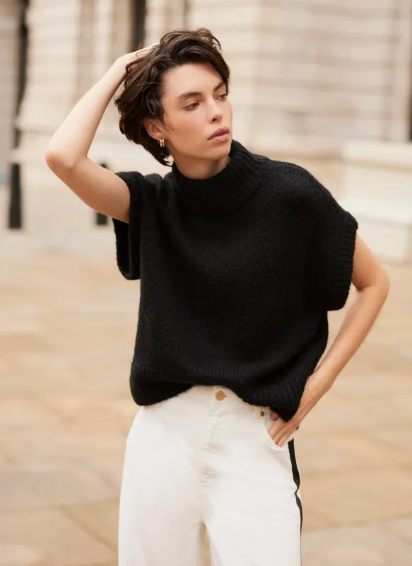 Black Wool Blend Knit Top sold by Mint Velvet