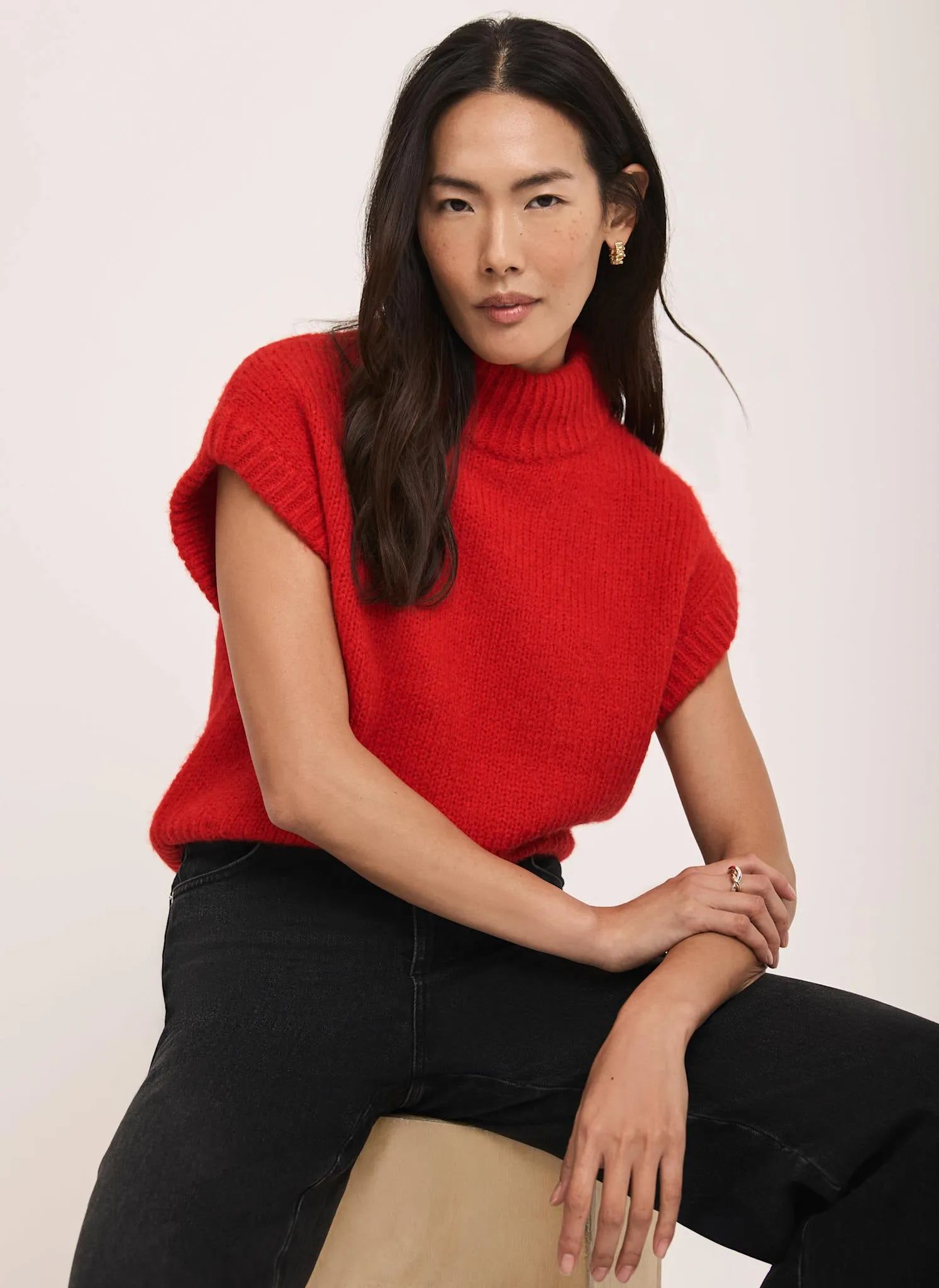 Red Wool Blend Knit Top sold by Mint Velvet product image thumbnail 3