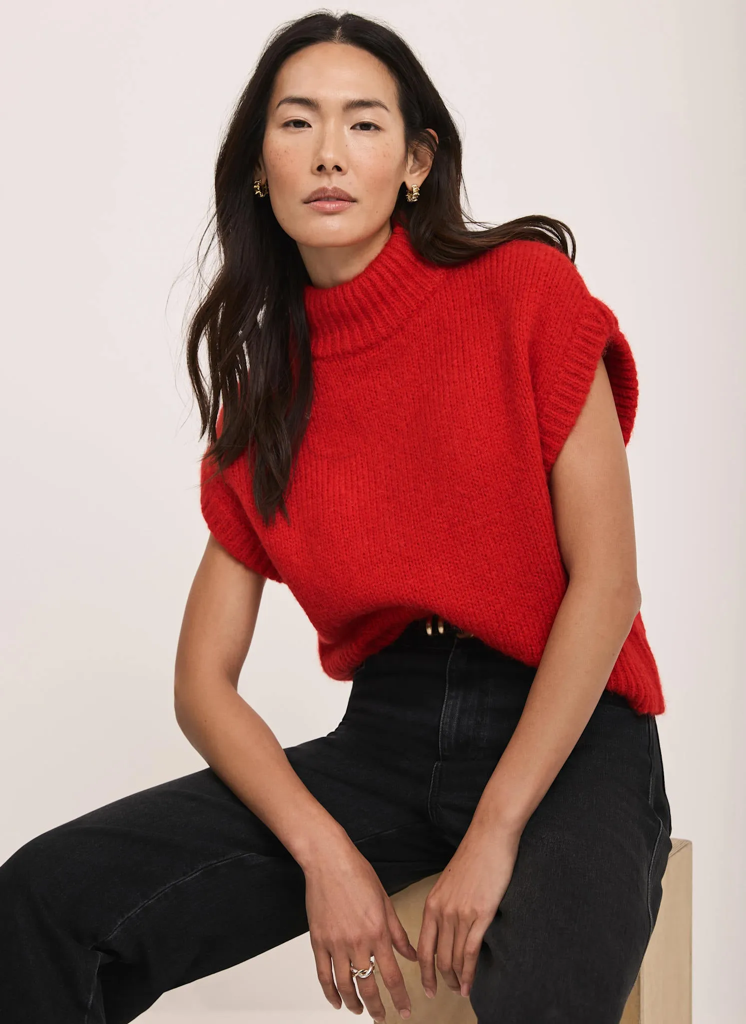 Red Wool Blend Knit Top sold by Mint Velvet