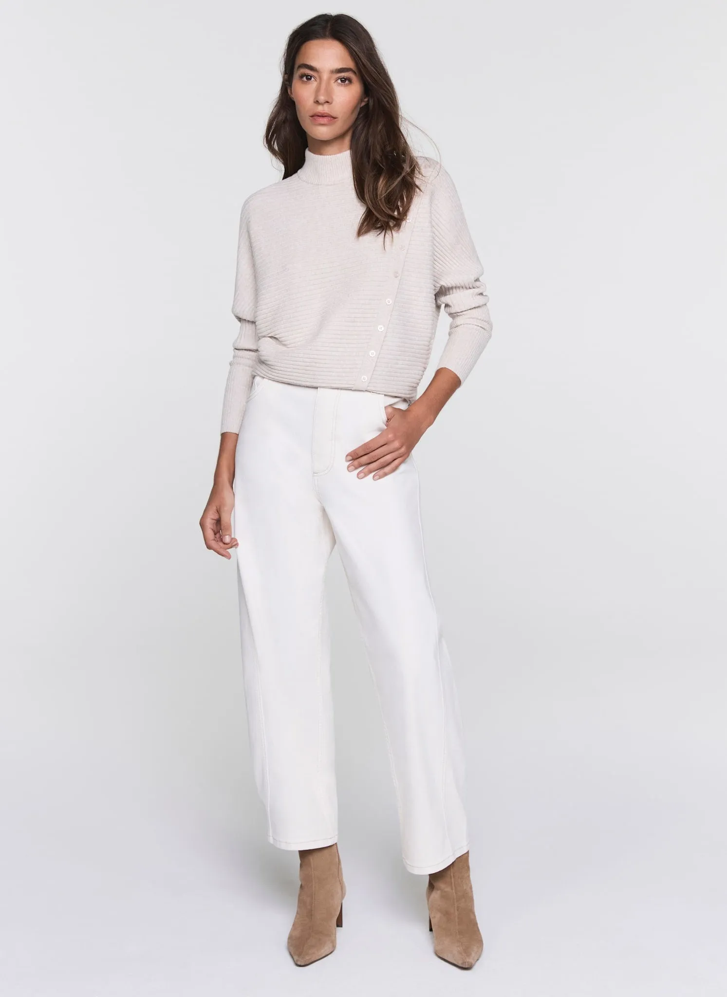 Neutral Button Detail Ribbed Jumper sold by Mint Velvet product image thumbnail 5