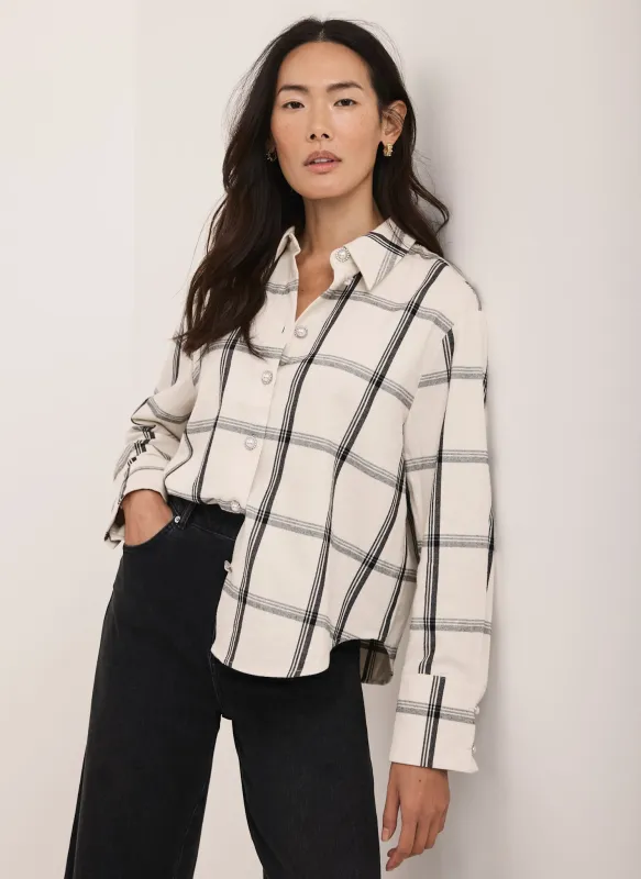 Cream Cotton Check Shirt sold by Mint Velvet