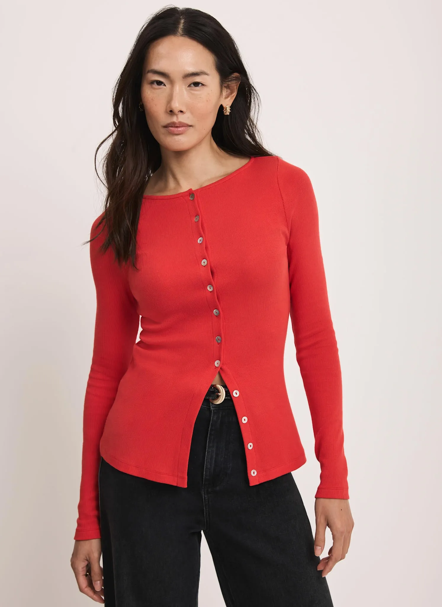 Red Cotton Blend Button Detail Top sold by Mint Velvet product image thumbnail 2