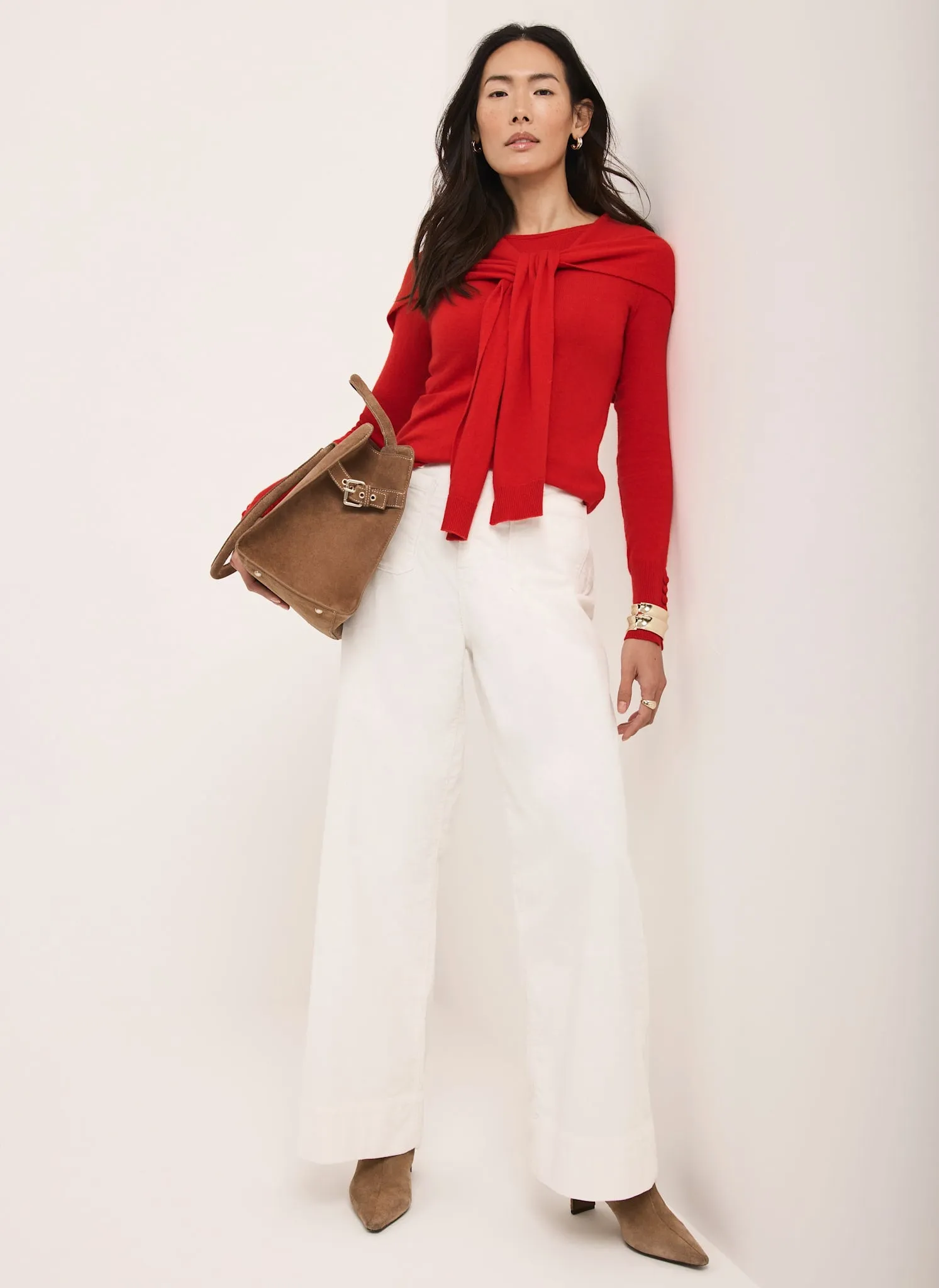 Red Cotton Blend Scarf Jumper sold by Mint Velvet product image thumbnail 4