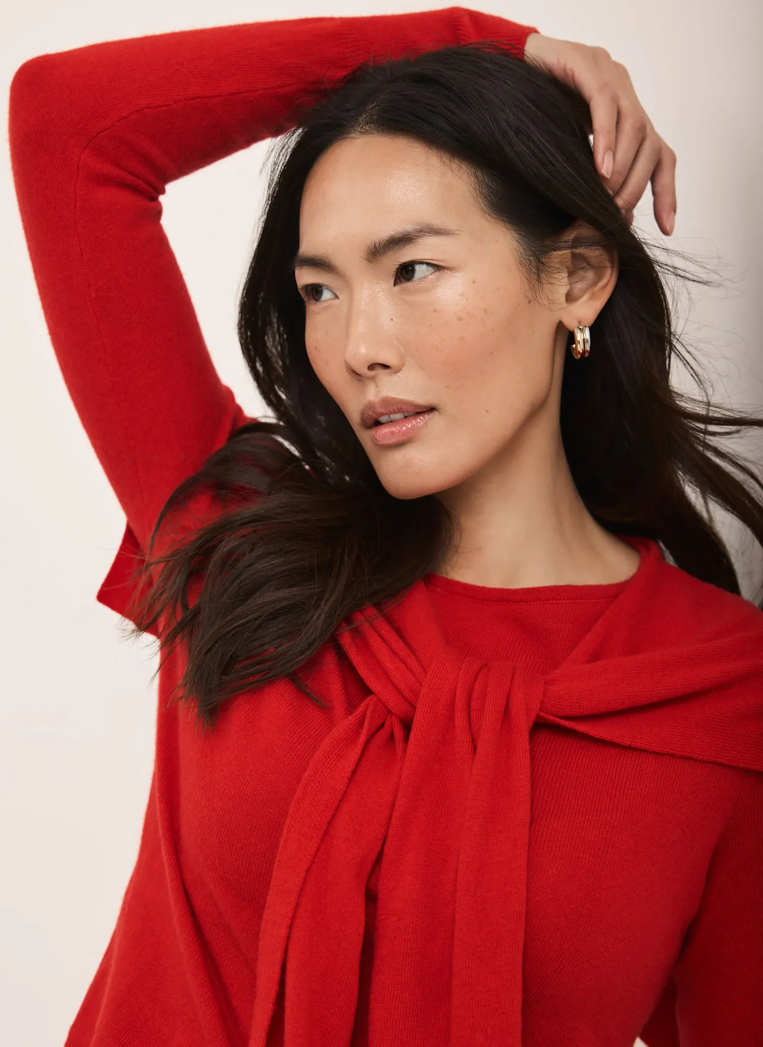 Red Cotton Blend Scarf Jumper sold by Mint Velvet product image thumbnail 3