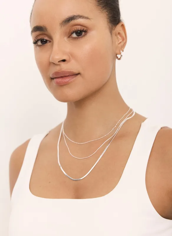 Silver Stainless Steel Triple Layered Necklace sold by Mint Velvet
