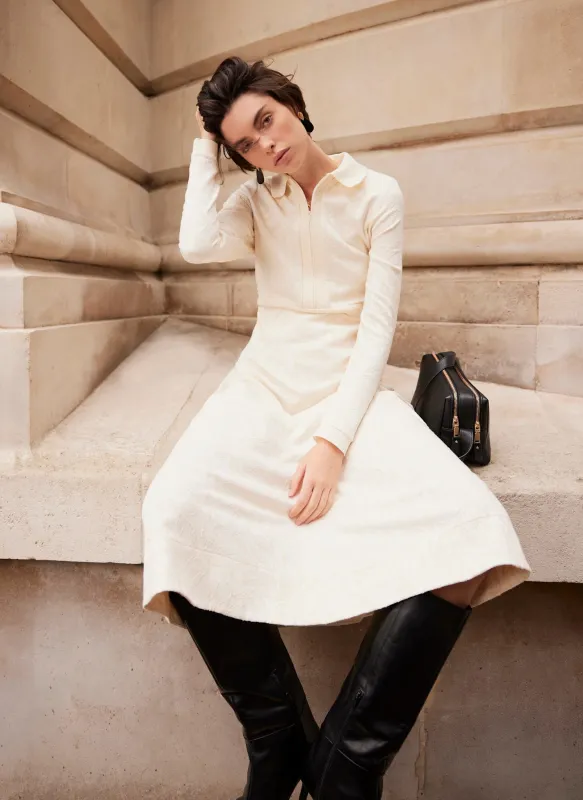 Cream Jacquard Print Midi Dress sold by Mint Velvet