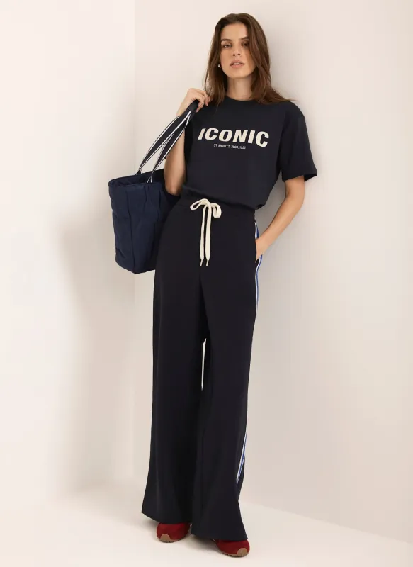 Navy Iconic Graphic Cotton T-Shirt sold by Mint Velvet