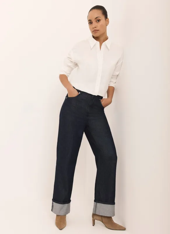 Dark Indigo Wide Turn Up Jeans sold by Mint Velvet