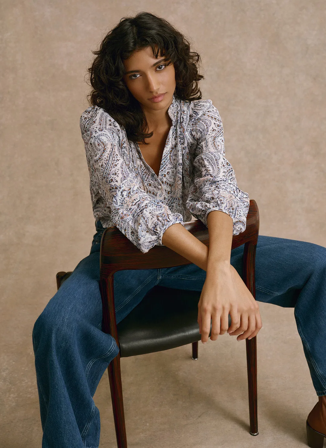 Neutral Paisley Print Blouse sold by Mint Velvet product image thumbnail 4