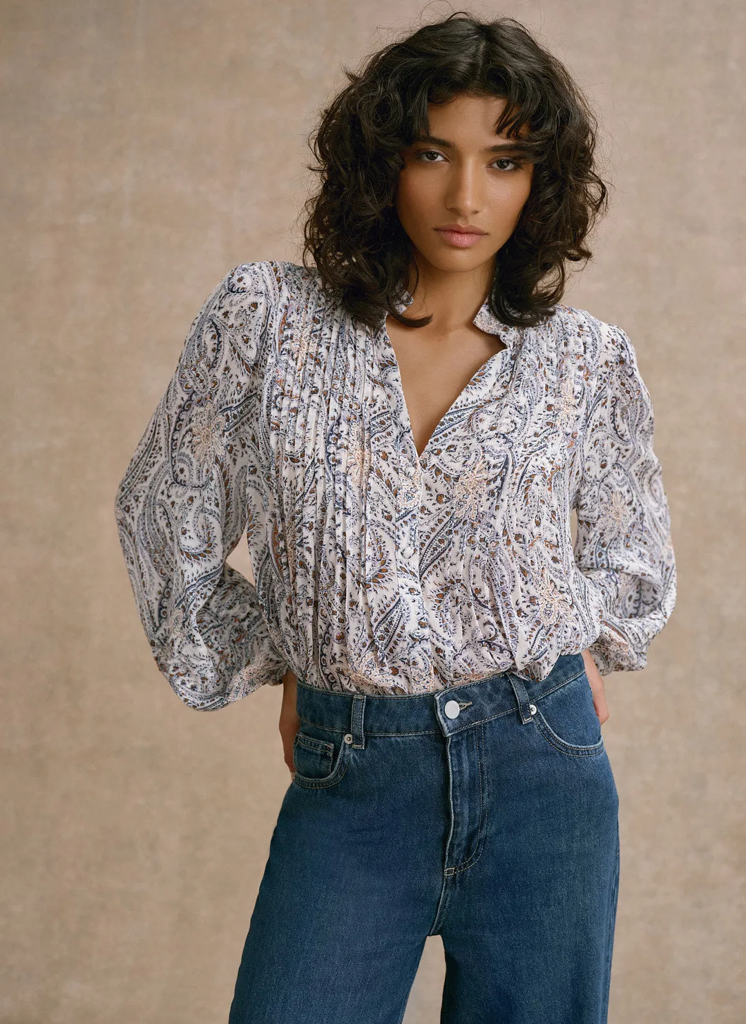 Neutral Paisley Print Blouse sold by Mint Velvet product image thumbnail 3