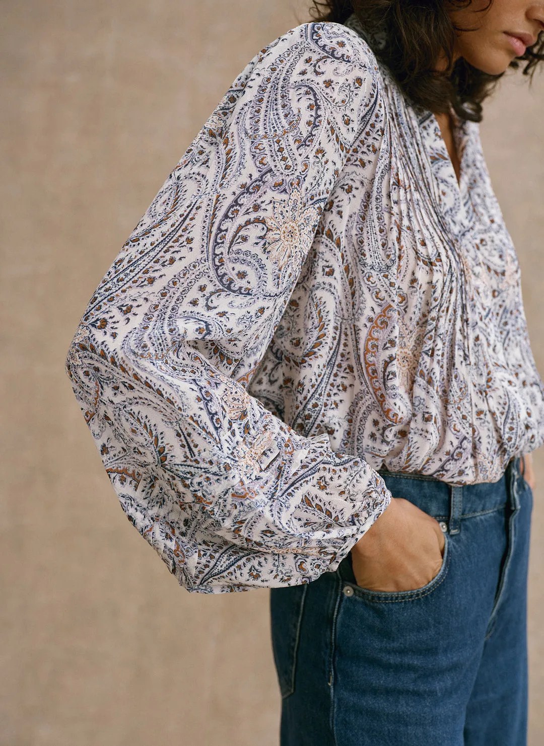 Neutral Paisley Print Blouse sold by Mint Velvet product image thumbnail 5