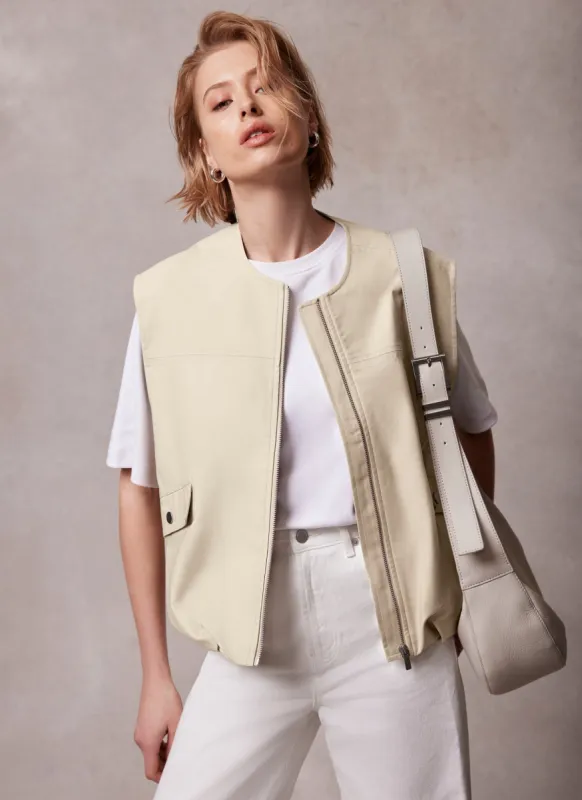 Neutral Oversized Cotton Gilet sold by Mint Velvet