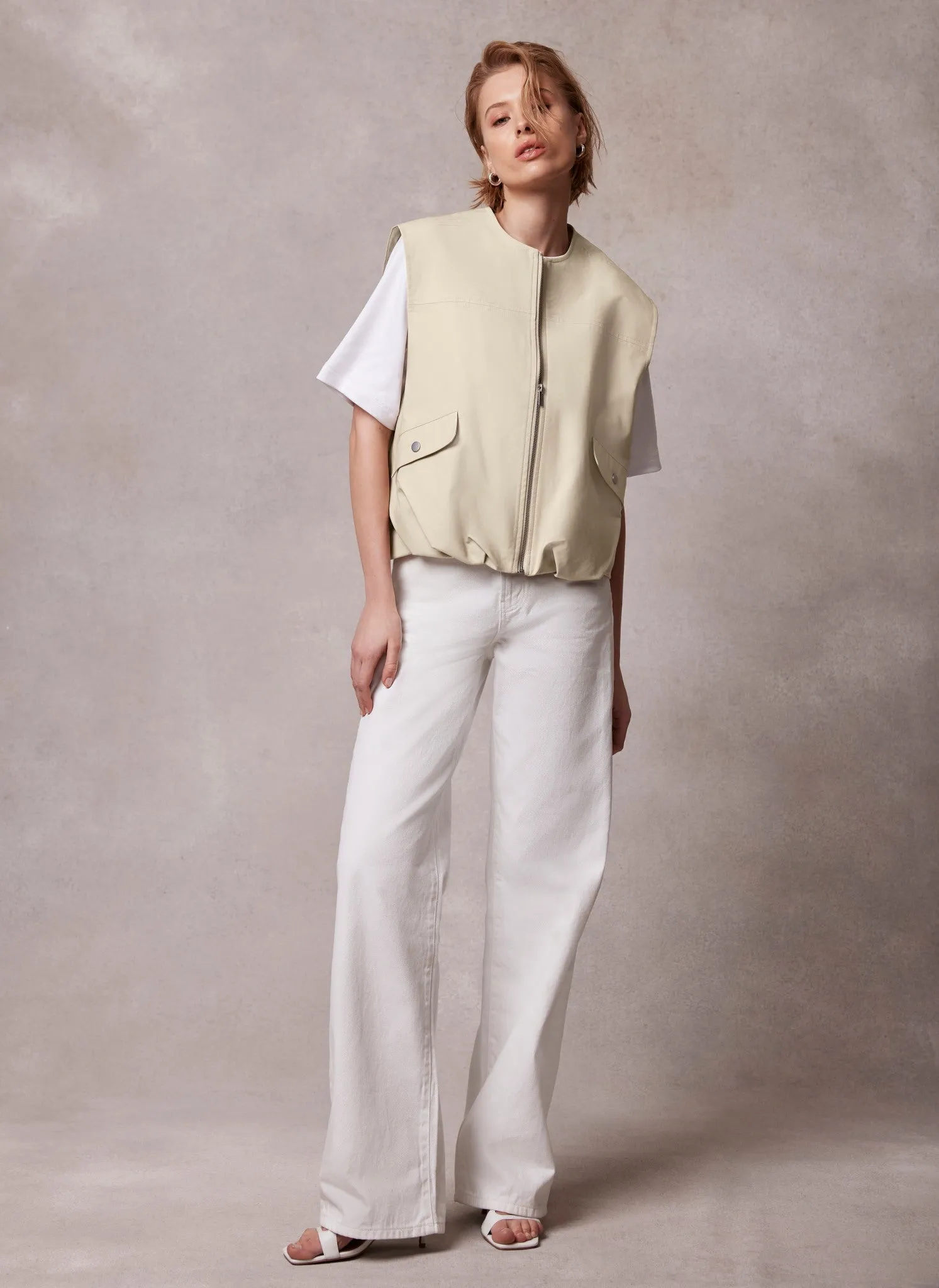 Neutral Oversized Cotton Gilet sold by Mint Velvet product image thumbnail 2