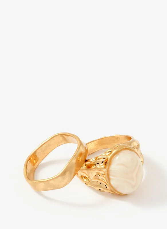 Gold Tone Hammered Ring Set sold by Mint Velvet