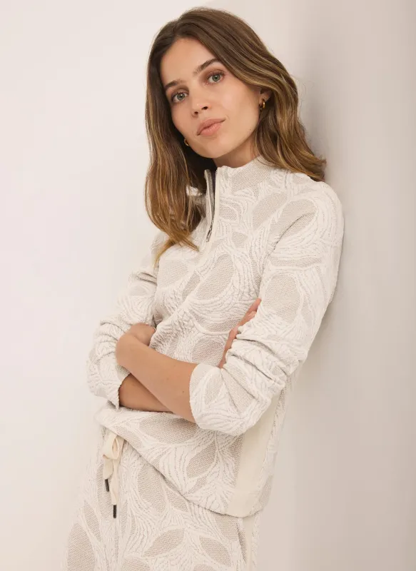 Neutral Jacquard Long Sleeve Top sold by Mint Velvet