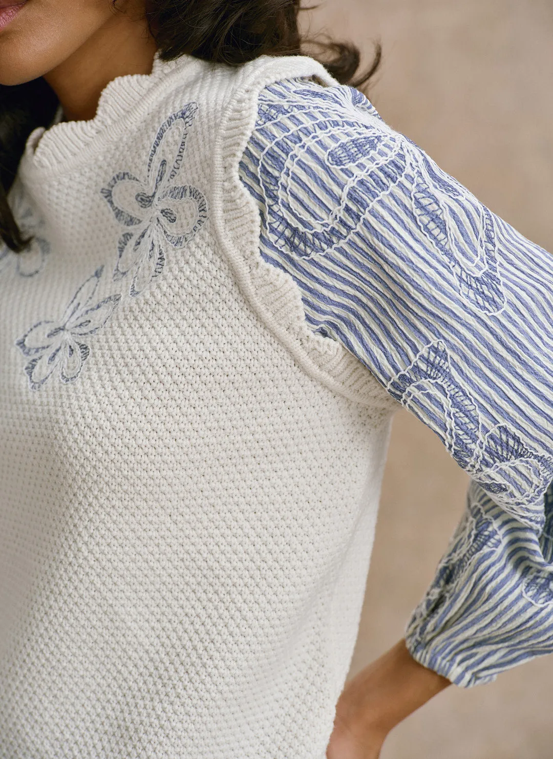 Neutral Cotton Blend Striped Layered Jumper sold by Mint Velvet product image thumbnail 5