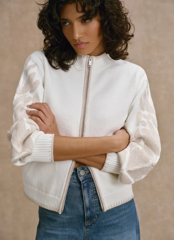 Neutral Cotton Blend Embroidered Cardigan sold by Mint Velvet