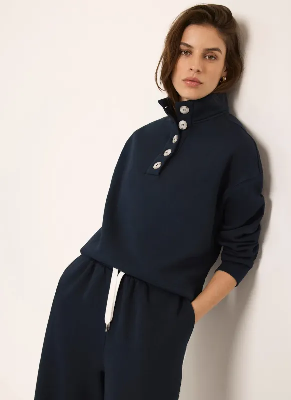 Navy Button Detail Sweatshirt sold by Mint Velvet