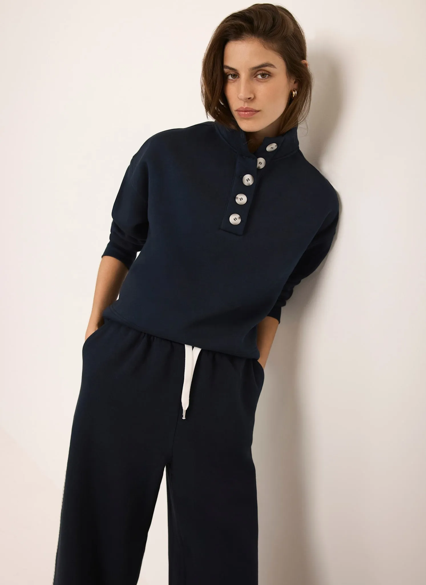 Navy Button Detail Sweatshirt sold by Mint Velvet product image thumbnail 3