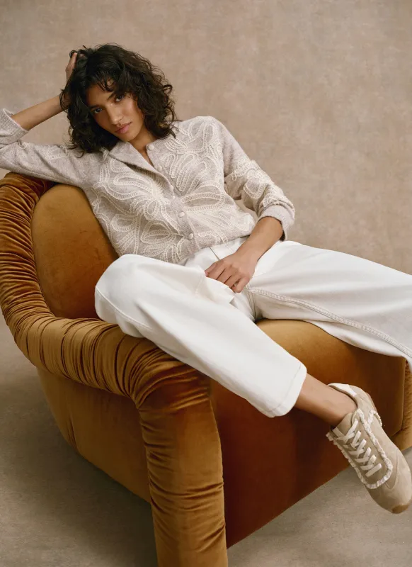 Neutral Embroidered Knit Cardigan sold by Mint Velvet