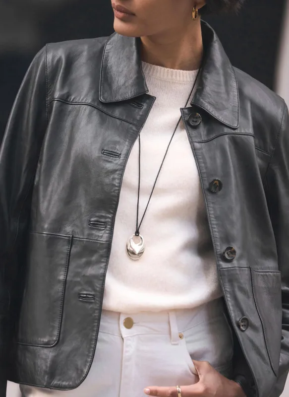 Silver Tone Rope Pendant Necklace sold by Mint Velvet